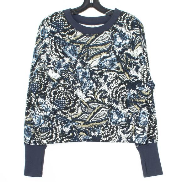 NWOT Joie Sweatshirt Caleigh Boho Retro Whimsical Paisley Floral Blue Medium - Picture 1 of 3